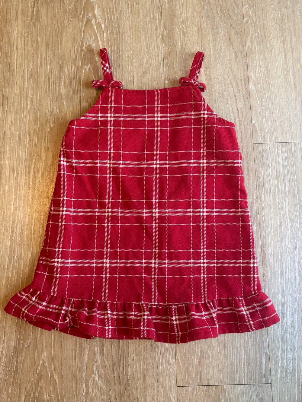 H&M Red Plaid Sundress with White Windowpane & Bow Details